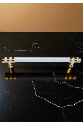 Çizgili Nesli Alüminyum Metal Lüks Modern Mobilya Çekmece Mutfak Dolabı Kulpu Beyaz-altın 224mm Beyaz - Gold