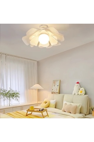 Fastbuy Basit Yaratıcı Gül Yaprağı Desenli 40 Cm Pvc Tavan Lambası Kolay Kurulumlu Her Oda İçin Gümüş Gümüş