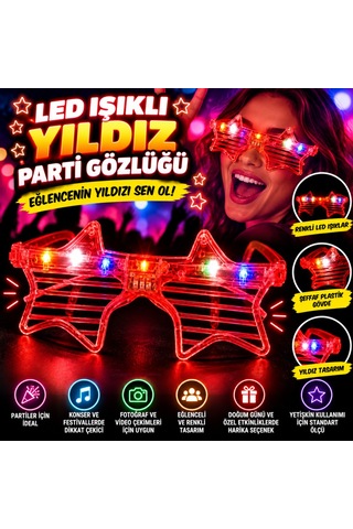 Storeşahin Kırmızı Led Işıklı Yıldız Parti Gözlüğü Shn0720 Diğer