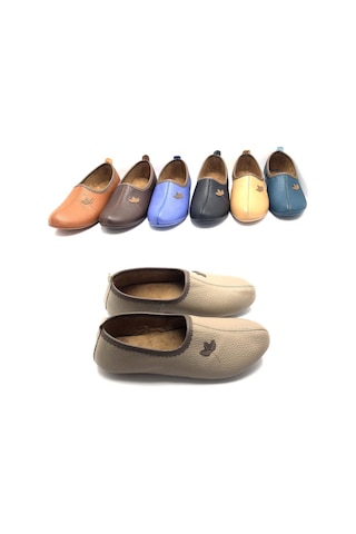 Deritarz Hakiki Deri Hac Umre Tavaf Patiği Ve Ev Ayakkabısı Bej