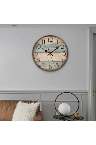 Homyl Ahşap Duvar Saati 12 Inç Dekoratif Kuvars Saatler Yatak A A