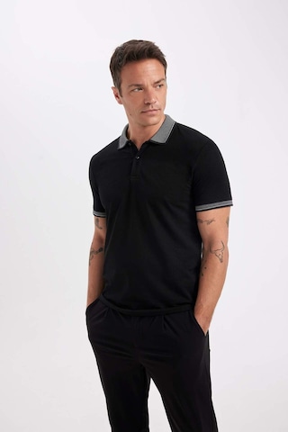 Defacto Slim Fit Dar Kesim Polo Yaka Kısa Kollu Pamuklu Tişört D0033AXNS Siyah