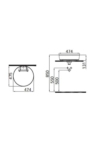 Idevit Slim Daire Gizli Gider Çanak Daire Lavabo 48CM Dahil