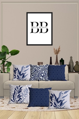 Belle Benoit Yılbaşı Baskılı Dekoratif 6'lı Koltuk Kırlent Kılıfı Beyaz - Lacivert