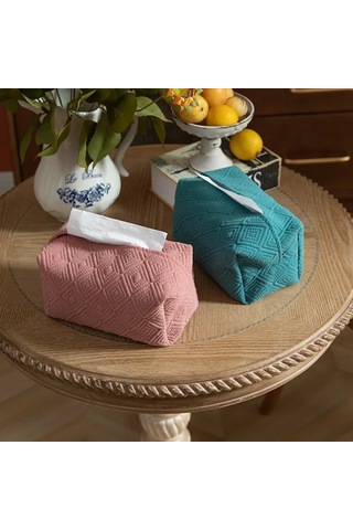 Mavi-iskandinav Taklit Kenevir Doku Kutusu Mendil Seti Bez Çizim Kağıt Torba Araba Ev Salonu Peçete Saklama Kutusu