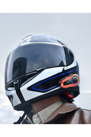 Motorsiklet Kask Interkom Kulaklık Rgb Işık Bluetooth 5.0 Çift Telefon Bağlantı 2x Intercom