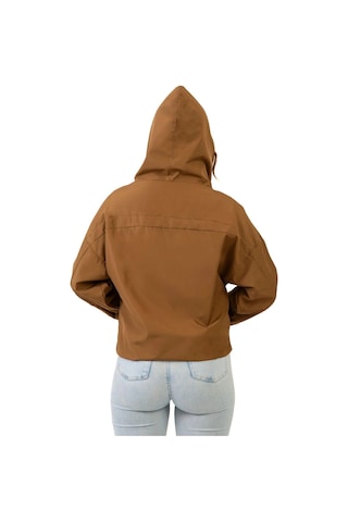 Spor Kadın Kapüşonlu Su Ve Rüzgar Geçirmez Oversize Yağmurluk - Rüzgarlık-132 Taba