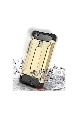 Kilifone - Huawei P9 Lite Mini Uyumlu - Kılıf Çift Katman Koruyucu Crash Military Tank Kılıf - Gold Gold