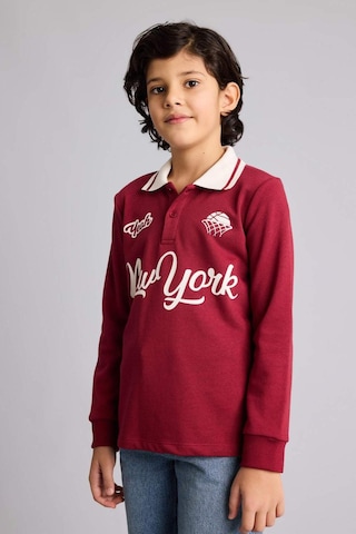Defacto Erkek Çocuk Polo Yaka Baskılı Tişört G6291a826spbr284 Bordo-br284