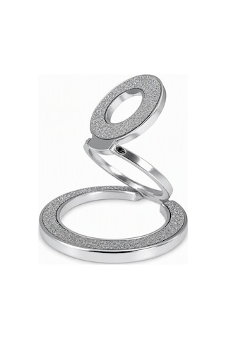 Zore Paris M102 Glitter Magnetik Ring Standlı Simli Telefon Tutucu Gümüş