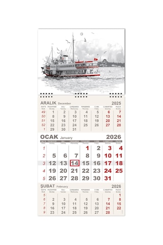 2026 Minik Boy Gemici Takvimi Denizci Duvar Takvimi 24x52 Cm