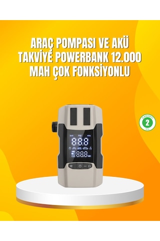 12.000 Mah Akü Takviye Powerbank Dahili Hava Dijital Ekranlı Cn