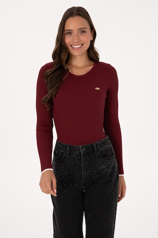 U.S. Polo Assn. Kadın Bordo Bisiklet Yaka Kazak 50314780-VR014