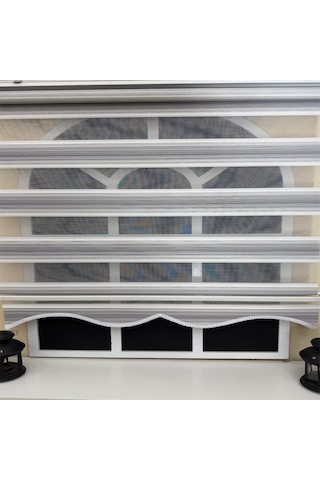 Storburada Gri Renk Geçişli Zebra Stor Perde Etek Dilimli Gri