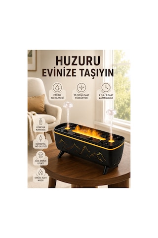 Siyah Tadı Difüzörü Jöle Damla Efektli Hava Nemlendirici Uzaktan Kumandalıverı Led Işıklı