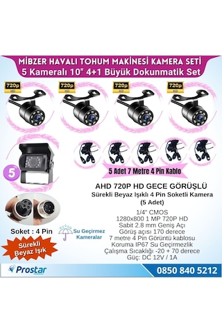 Mibzer İçin 4+1 Büyük Kameralı 10.36 İnç Dokunmatik Monitör Beşe Bölen Kayıtlı 256 Gb Sd Kart Destekli