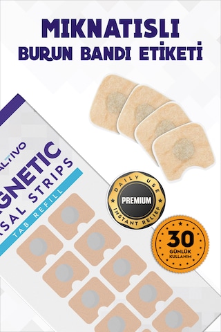 30 Çift 60 Adet Mıknatıslı Burun Bandı Yedek Bant - Refill Pake