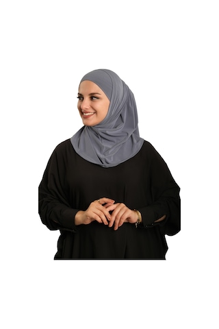 Hürrem Bone Antrasit Pratik Hazır Geçmeli Boru Boneli İkili Tesettür Eşarp Sandy Düz 2501 25 antrasit