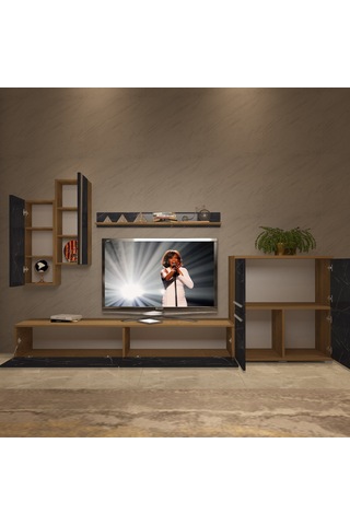 Decoraktiv Eko 6 Mdf Std Tv Ünitesi Tv Sehpası Pera - Siyah Mermer