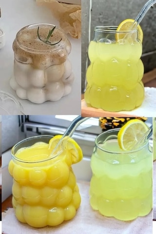 6 Adet Üzüm Kabartmalı Borosilikat Cam Bardak Sunumluk Pinterest Bubble Bardak Soğuk Kahve Bardağı Şeffaf