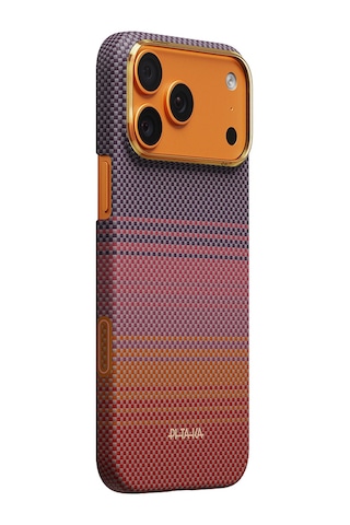Apple iPhone Uyumlu 17 Pro Max Kılıf M-safeli Aramid Fiber Pitaka Sunset 2.0 California Dream Serisi Turuncu-kırm Turuncu - Kırmızı
