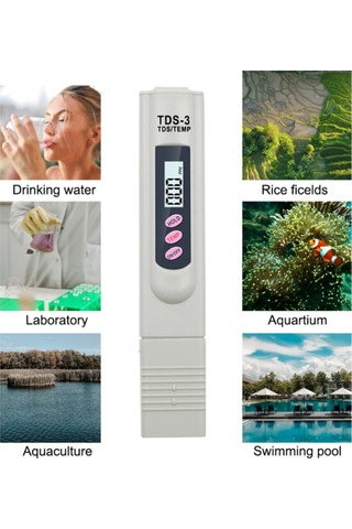 Tds Metre Su Kalite Ölçme Cihazi Su Saflik Ölçer + Pil + Çanta 497857031