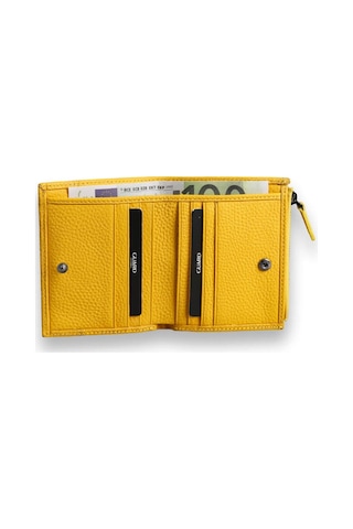 Guard Leather Guard Küçük Boy Sarı Bozuk Paralıklı Hakiki Deri Kadın Cüzdanı Çok Renkli