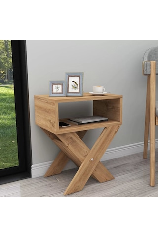 Reyo Home Enda X Ayaklı Komodin Kahve Sehpası Atlantik Çam