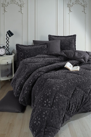 Clasy Wellsoft Jakarlı Çift Kişilik Uyku Seti Babil V1 Antrasit Antrasit