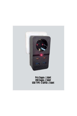 Akıllı Akım Dengelemeli Priz 2500w 4 Usb Type C Çıkışlı Çok Renkli 1 - 10 M
