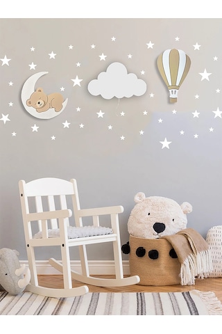 Bugybagy Ayıcık Bulut Balon 56'lı Sticker Seti Bej