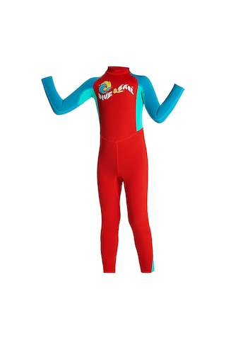 Suntek Çocuklar Wetsuit Suya Dayanıklı Mayo L-kırmızı