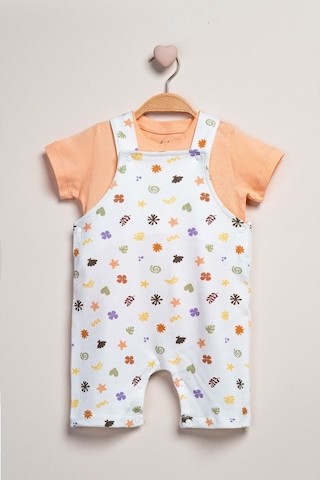 Baby Fou T-shirt Salopet 2'li Takım Ekru