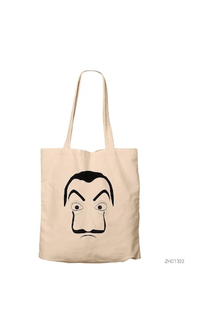 La Casa De Papel Silüet Kanvas Bez Çanta Çok Renkli