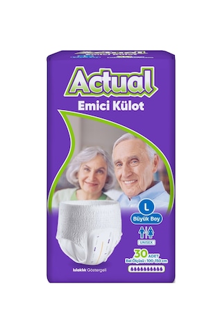 Actual Emici Külot Yetişkin Bezi L - Large - Büyük 60 Adet