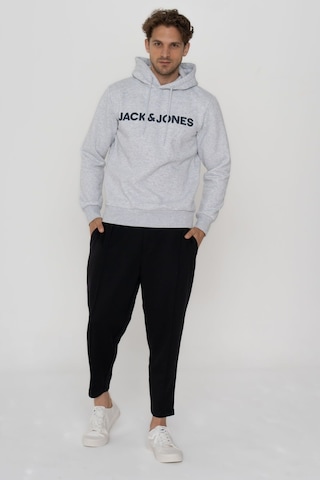 Jack & Jones Erkek Logo Baskili Kapüsonlu Sweatshirt - Deldrick 12193083 White Melange Siyah