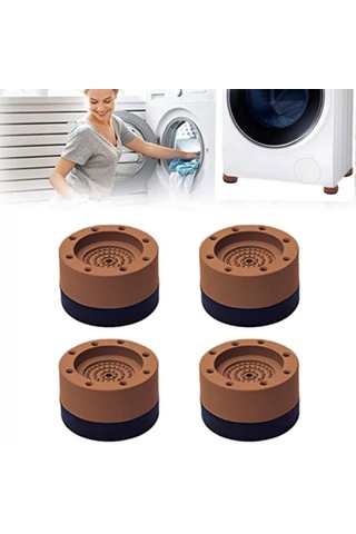 Tineke Beyaz Eşya Ayağı Çamaşır Makinesi Mobilya Titreşim Önleyici Kaydırmaz 3,5 Cm Yükseltici 4 Lü Kahverengi