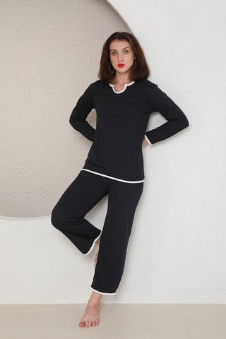 Fames Pijama Yazlik Penye Kadin Pijama Takim Lacivert