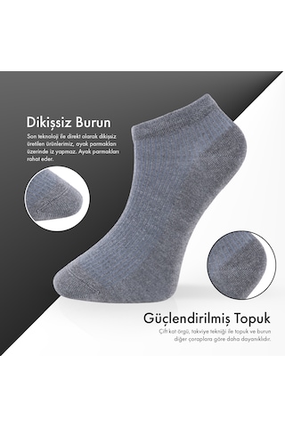 Lion Monroe Saf Bambu Erkek Patik Düz Kısa Gri Melanj Çorap Dikişsiz Premium Kutulu 6'lı L5952aznp Softaura