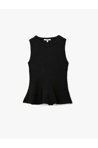 Koton Regular Fit Kolsuz Peplum Bluz Siyah 6wak30027ht Siyah