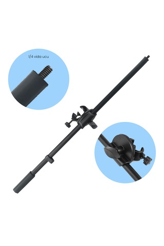 Microcase 55 Cm Ayarlanabilir 1/4 Vida Uçlu Tripod Uzatma Kolu Mikrofon Standı İçin Bağlantı Kelepçeli Boom Kolu - Al5900 55cm