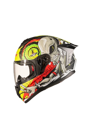 Rapid Kapalı Motosiklet Kaskı Ece Belgeli Sarı - Kırmızı