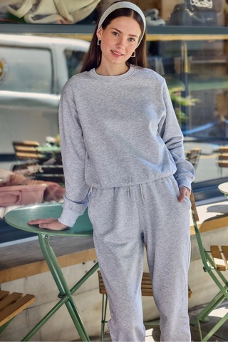 Defys Kadın Basic Sweat Gri Melanj - 747511219 Gri Melanj
