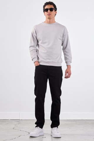Dufy Açık Gri Bisiklet Yaka Regular Fit Erkek Sweatshirt Gri