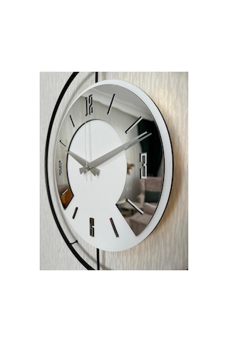 Pey Aksesuar 50x70 Cm Metal Pleksi Ahşap Ve Işığın Muhteşem Uyumu Duvar Saati Dekoratif M54-siyah-beyaz-gümüspleksi