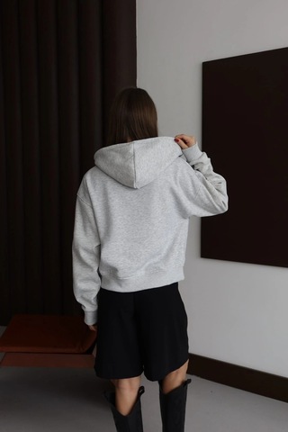 Kazax 3 İplik Şardonlu Kapşonlu Hoodie Frm Gri P510437 Gri
