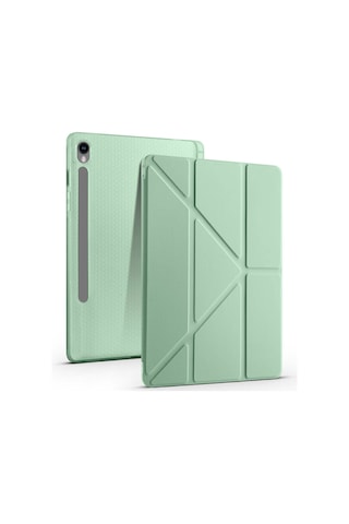 Nourthkiingdom Galaxy Tab S9 Fe Kılıf Uyumlu Tri Folding Kalem Bölmeli Standlı Kılıf-kırmı Tablet Kılıfı