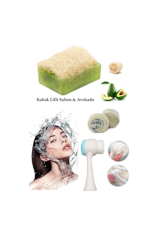 3lü Set Yüz Temizleme Fırçası Cilt Bakım Arındırıcı Lifli Peeling Okado Sabun Akne,leke Ruşur Taşı