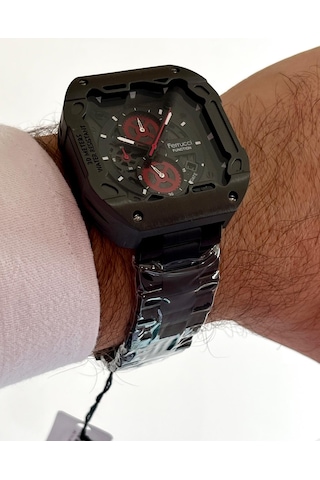 Ferrucci Kare Kadran Siyah Renk Fonksiyonları Aktif Takvimli 45mm Kasa Çap Erkek Kol Saati Siyah