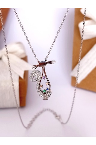 Gümüş Rodyumlu Zirkon Taşlı Kedi Trend Kadın Kolye Öğretmenler Gü